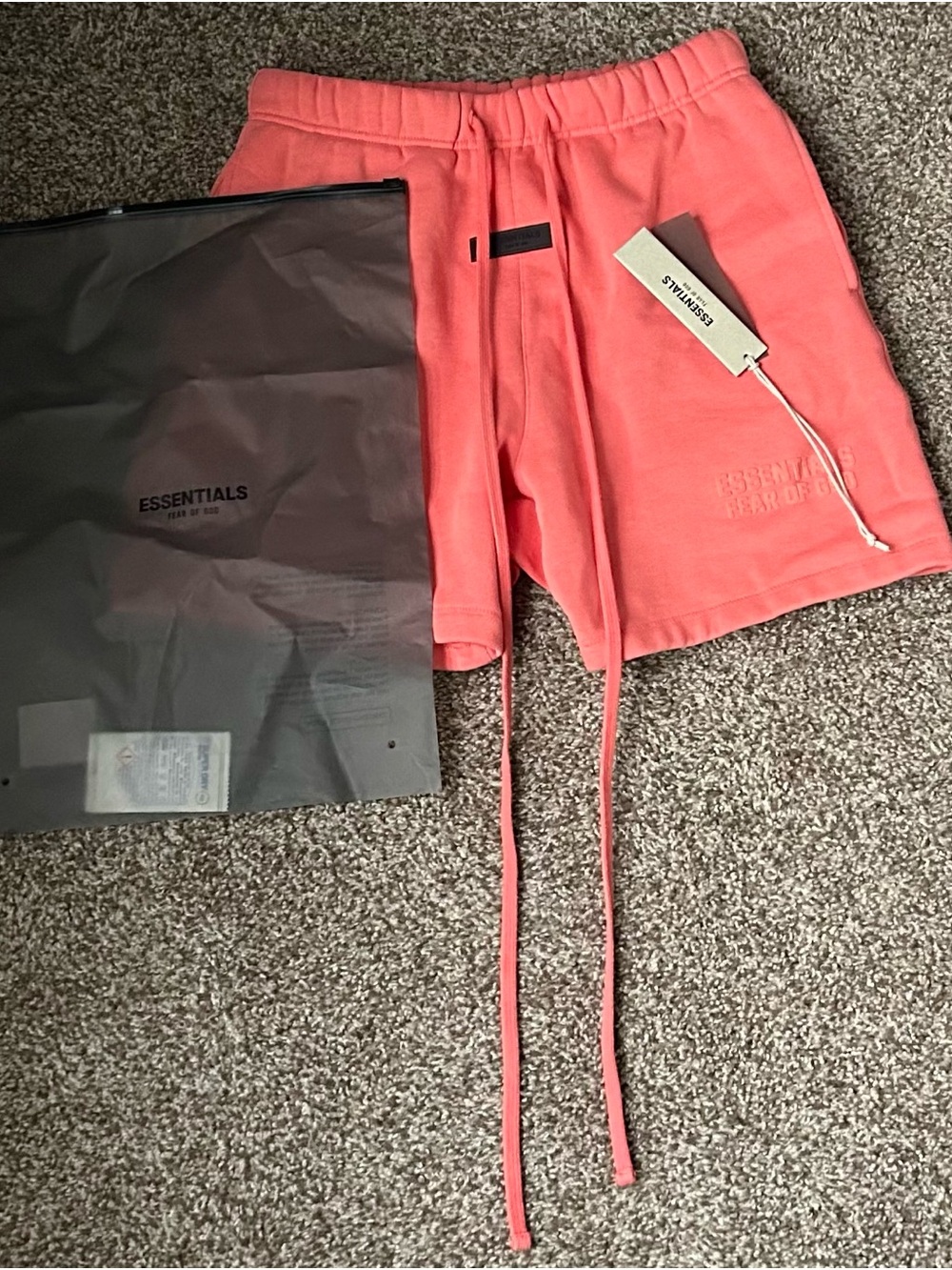 ESSENTIALS Men's Coral Drawstring Cotton Shorts